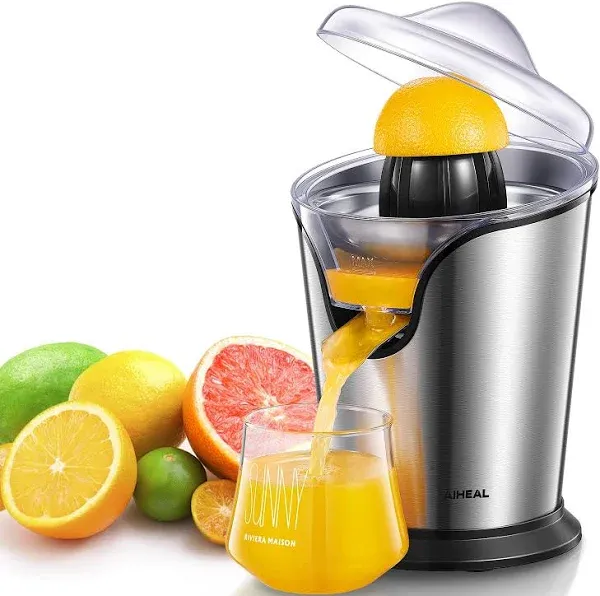 Aiheal Electric Citrus Juicer, Orange Juicer Squeezer with Two Interchangeable Cones Suitable for All Size of Citrus Fruits, Anti-Drip Spout and Ultra