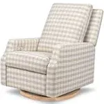 Crewe Electronic Recliner and Swivel Glider | Tan Gingham with Light Wood Base