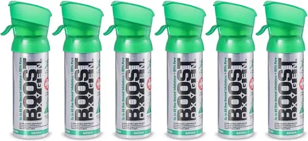 Boost Oxygen Canned 3 Liter Natural Oxygen Inhaler Canister Pocket Size (6 Pack)