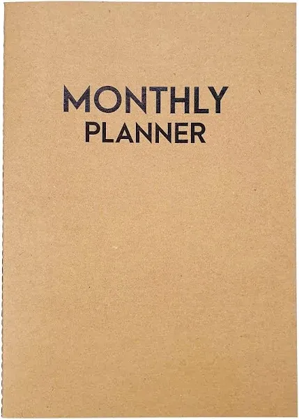 Undated Medium Monthly Planner - Blank Calendar Book and Organizers 5.5 x 8.5 Inches - Kraft