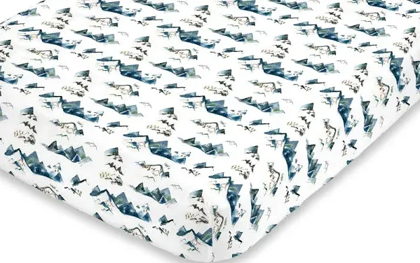 NoJo Super Soft Mountain Watercolor Fitted Mini Crib Sheet