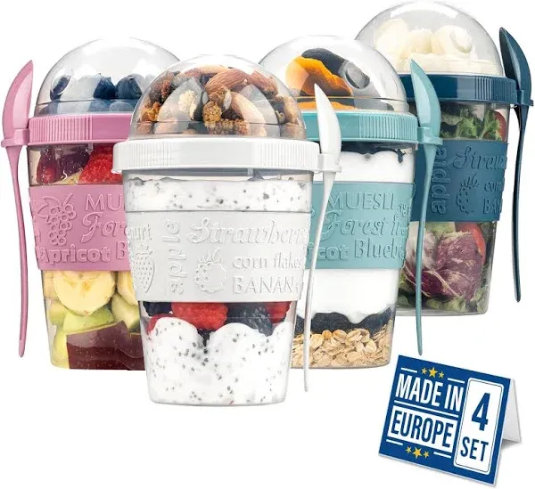 Take and Go Yogurt Breakfast Cups with Cereal Containers