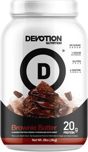 Devotion Nutrition Protein Powder Blend | Gluten Free, Keto Friendly, No Added Sugars | 1g MCT | 20g Whey & Micellar Protein | 12 Count Packets (Brownie Batter)