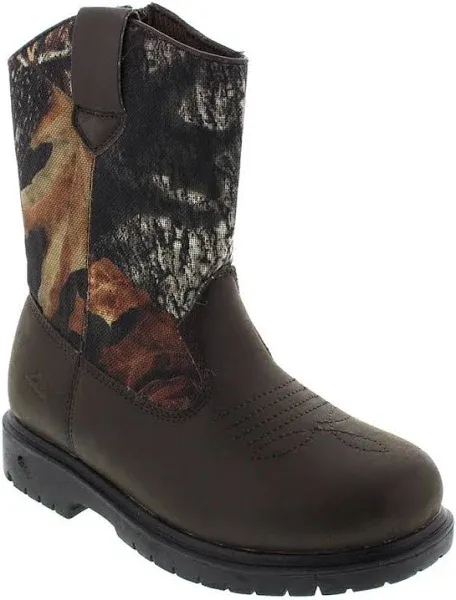 Deer Stags Boys' Tour Brown Smooth Camouflage Water Resistant Boots, Brown, 7