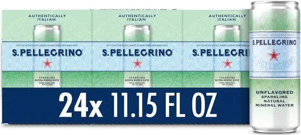 S.Pellegrino Sparkling Natural Unflavored Mineral Water, 202.8 fl oz, 12 Pack Bottles