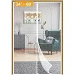 Yotache White Magnet Screen Door Curtain Fits Door Size 34, Mosquito Patio Screen for Doors Size Up to 34 inchw x 80 inchh High Transparent Hands Free