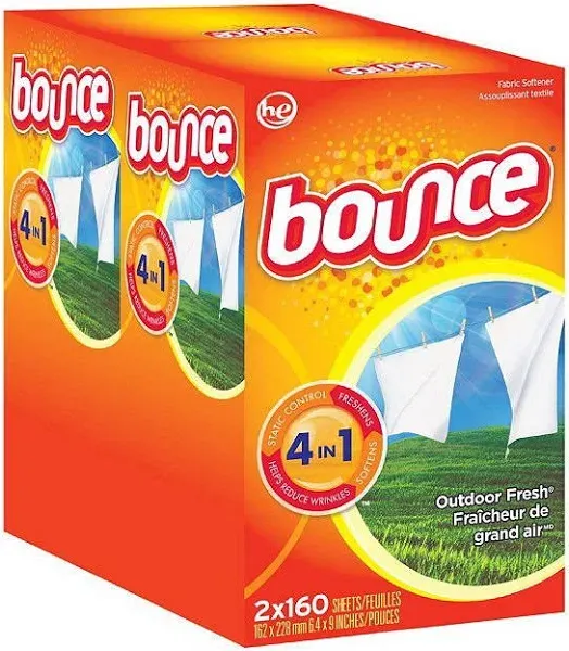 Bounce Fabric Softener Sheets, Outdoor Fresh, 160 Sheets/Box