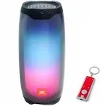 JBL Pulse 4 - Waterproof Portable Wireless Bluetooth Speaker with Light Show, Includes LED Flashlight Key Chain Bonus - Black