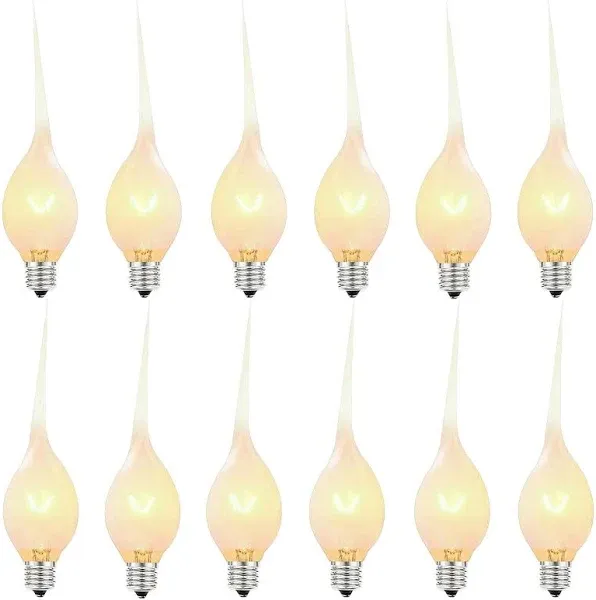 SOTOPOO 12 Pack Silicone Dipped Candle Light Bulbs Electric Candle Bulbs, for Chandeliers Window Candle Replacement Bulbs & Candelabra Light Bulbs, Clear