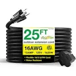 Gogreen Power 16/3 25' Gg-13725bk Heavy Duty Extension Cord Black