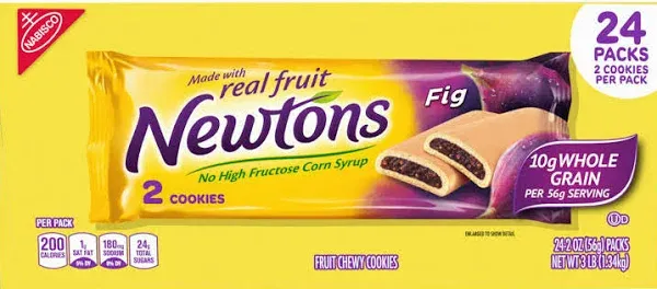 Newtons Soft & Fruit Chewy Fig Cookies, (Fig Bars), 2 oz Snack Pack (2 Cookies Per Pack)