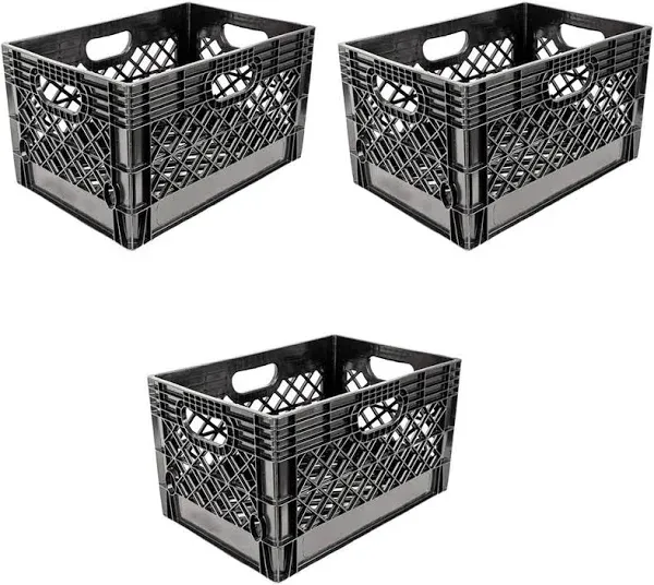 Juggernaut Storage 24 Quart Stackable Storage Crate with Handles (3 Pack)