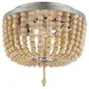 Jonathan Y Allison 2-Light Shabby Chic Farmhouse Wood Beaded/Metal LED Flush Mount