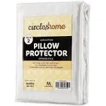 Zippered Pillow Protectors 100% Cotton, Breathable &amp; Quiet (2 Pack) White Pil...