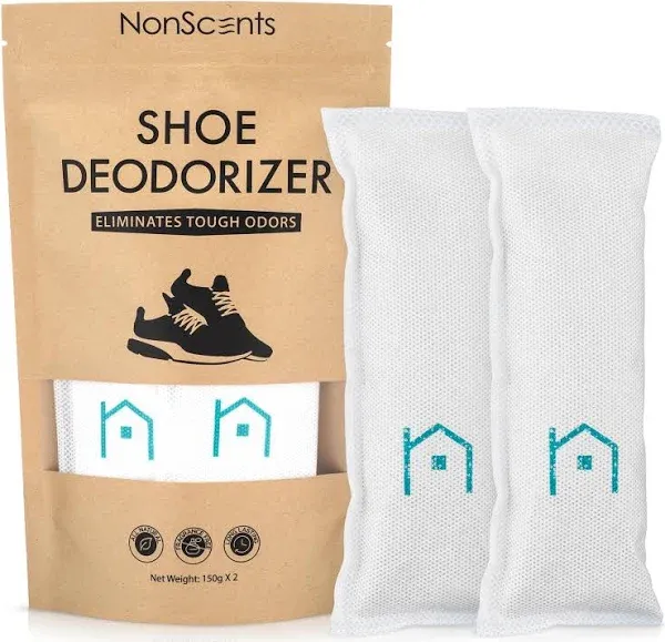 NonScents Shoe Deodorizer Odor Eliminator Freshener for Sneakers/Gym Bags - Pair