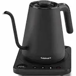 Cuisinart GK-1 Digital Goose Neck Kettle, Precision Gooseneck Spout Designed for Precise Pour Control that Holds 1-Liter, 1200-Watt Allows for Quick Heat Up, Stainless Steel,Black