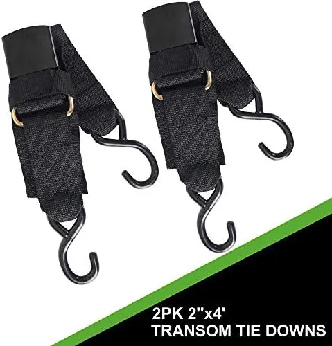 XSTRAP STANDARD Marine Boat Trailer 2&#034; x 4&#039; Trailer Transom Tie-Down Straps, 2PK