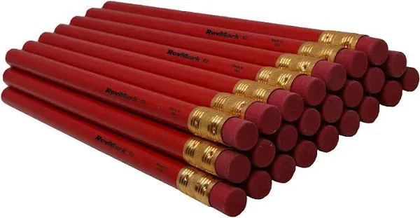 RevMark Jumbo Round Pencil 24-Pack with Black Lead, USA Made. Quality Cedar Wood for Carpenters, Construction Workers, Woodworkers, Framers, DIY, Students, Teachers (Red)