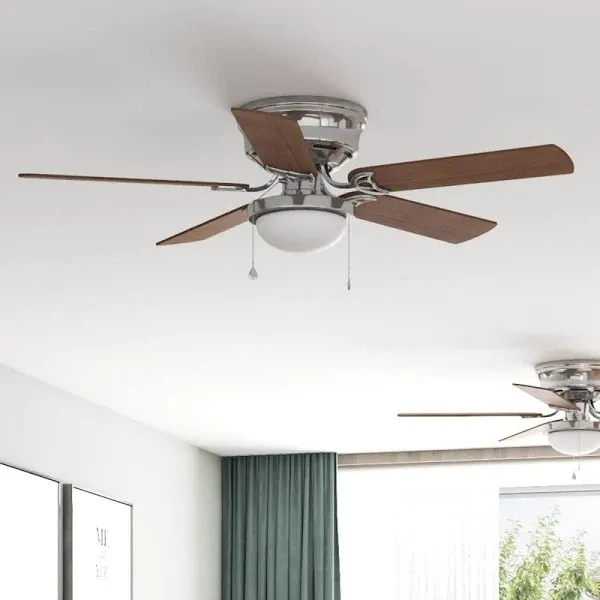 Harbor Breeze Armitage 52-in Brushed Nickel Indoor Flush Mount Ceiling Fan with Light Kit