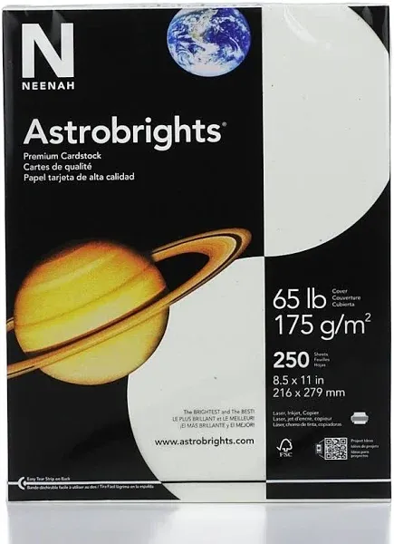 Astrobrights Cardstock 8.5" x 11" 65 lb. Stardust White 250 Sheets