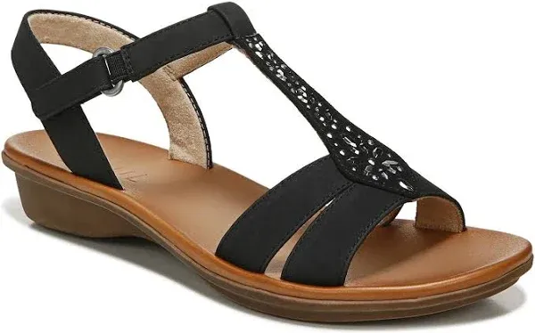 SOUL BY NATURALIZER Womens Black Lightweight Summer Wedge Sandals Shoes 9.5 W