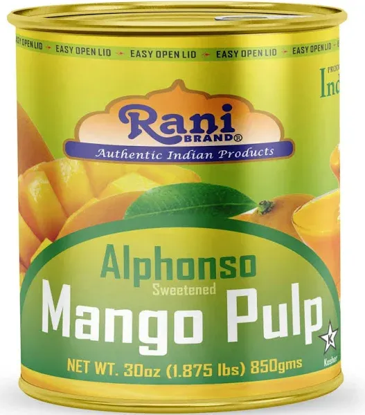 Rani Mango Pulp Puree (Makes Mango Lassi Shakes) Alphonso Sweetened 30oz (1.875lbs) 850g ~ Kosher | All Natural | Non GM