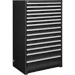 Global Industrial 298451BK Modular Drawer Cabinet, 14 Drawers, w/ Lock, 36"W x 24"D x 57"H, Black