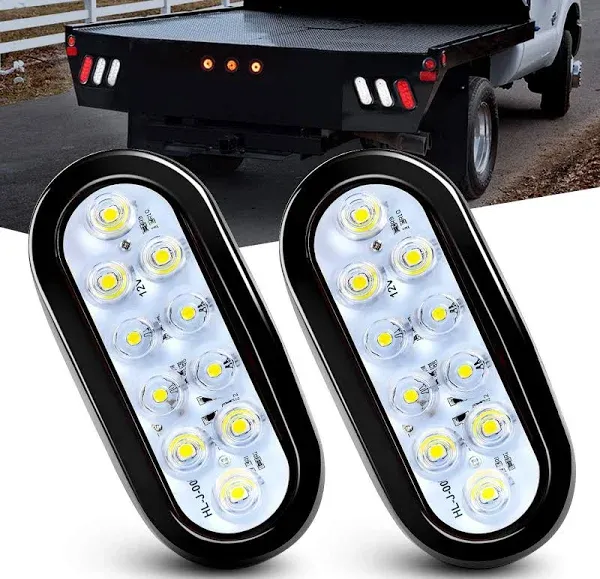 Nilight TL-09 6 Inch Oval White LED Trailer Tail Lights