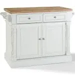 Crosley Furniture Oxford Butcher Block Top Kitchen Island In White Finish With Stools