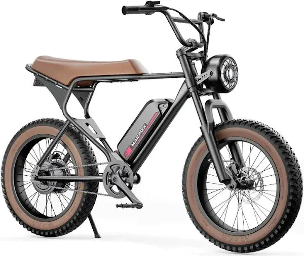 MACFOX Upgrade X1S Electric Bike, Ebike 500W/48V/10.4Ah, 20" Fat Tire Electric Bicycles Up to 20MPH & 40 Miles with Retro Motorcycle Design, Removable Battery, 50N.m Max Torque (Brown)