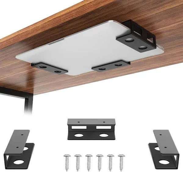 GOME Under Desk Laptop Mount Metal Bracket with Felt Board to Protect Your Laptop, Under Desk Laptop Tray Holder Desk Shelf with Screws to Enhanced Stability