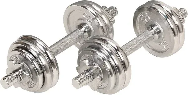 Sunny Health & Fitness 33 LB Chrome Dumbbell Weight Set Hand Weights with Carry Case (Pair), NO. 014