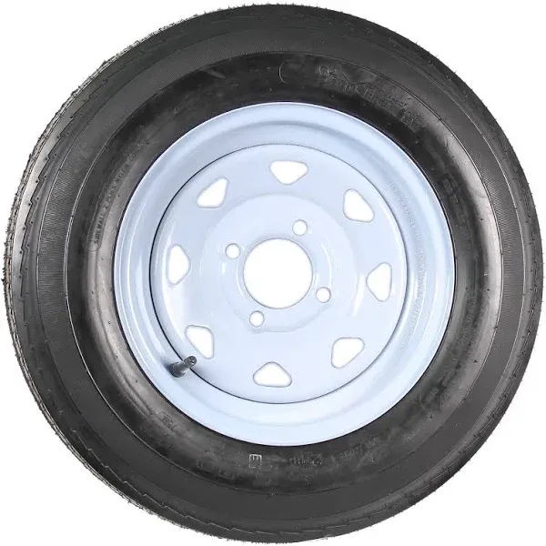 Trailer Tire On Rim 5.30-12 530-12 5.30 X 12 12 in. 4 Lug Hole Wheel White Spoke