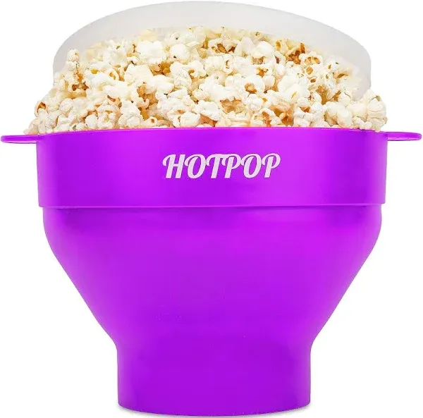 HOTPOP Microwave Popcorn Popper - Purple, 8x2.25 Size, Collapsible Bowl New