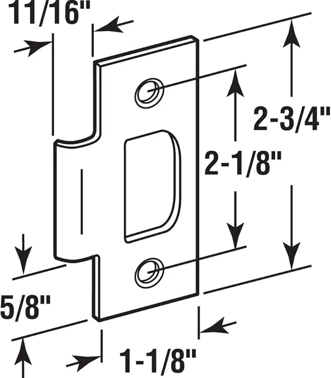 Prime-Line E 2299 Standard T-Strike, For Use Grade Ii Locksets, Schalge Latches, Stainless Steel, 2-1/8