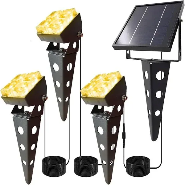 Solar Spotlights Outdoor Waterproof IP65 Landscape Spot Lights with Metal Stake 42ft Cable 3-in-1 Warm White Auto On/Off Dusk to Dawn Flag Pole Uplights for Fence Pathway Trees Garden Yard