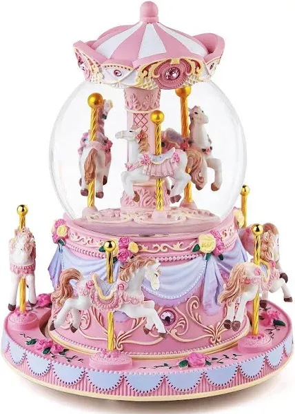 Carousel Horse Snow Globe Gift - Rotating Music Box Birthday Anniversary for ...