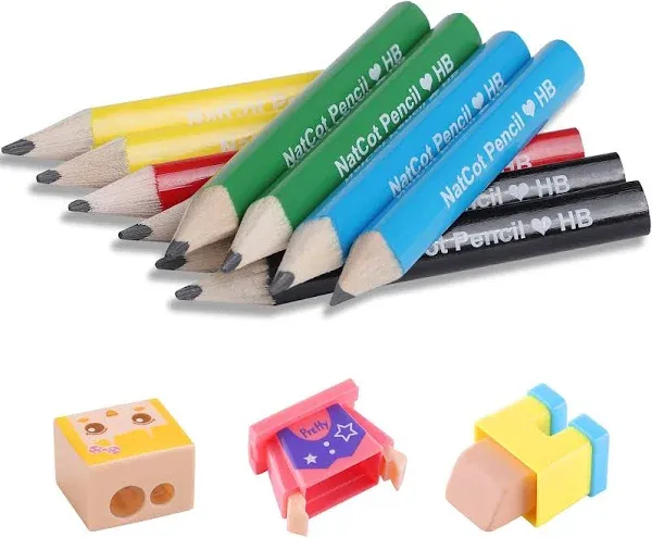 NatCot Triangular Fat Pencil For 2-8 Years Old Kids Use.10 Pencil With Pencil Sharpener And Eraser