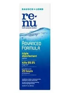 Renu Contact Lens Solution Multipurpose Disinfectant, Advanced Formula Lens Cleaner, Cleans & Moisturizes Soft & Silicon Hydrogel Lenses, 12 Fl Oz (Pack of 2)