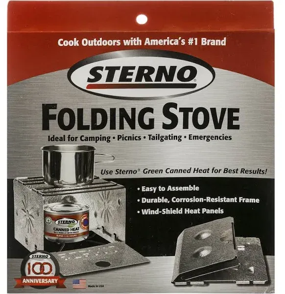 NEW in Factory Package Sterno Folding Stove Camping Hunting Outdoor Backpack