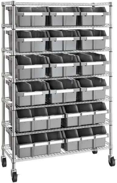 Commercial 7 Tier NSF 16 Bin Shelving Rack - Seville Classics