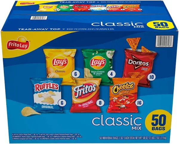 Frito-Lay Classic Chips Variety pack, Assorted (54 oz, 54 ct)