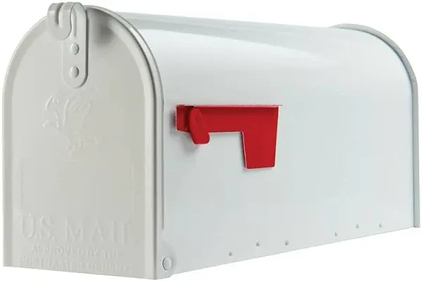 Gibraltar Elite T1 White Steel Rural Post Mount Mailbox