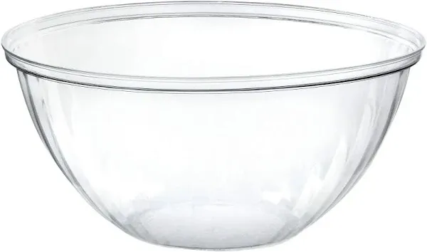 PLASTICPRO Disposable 150 Ounce Round Crystal Clear Plastic Serving Bowls, Party Snack or Salad Bowl