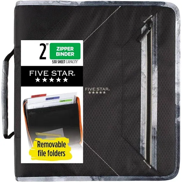 Five Star Zipper Binder, 2 Inch 3-Ring Binder, 6-Pocket Expanding File, 380 Shee