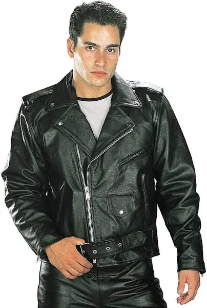 Xelement B7100 Men's 'Classic' Black TOP GRADE Leather Motorcycle Biker Jacket