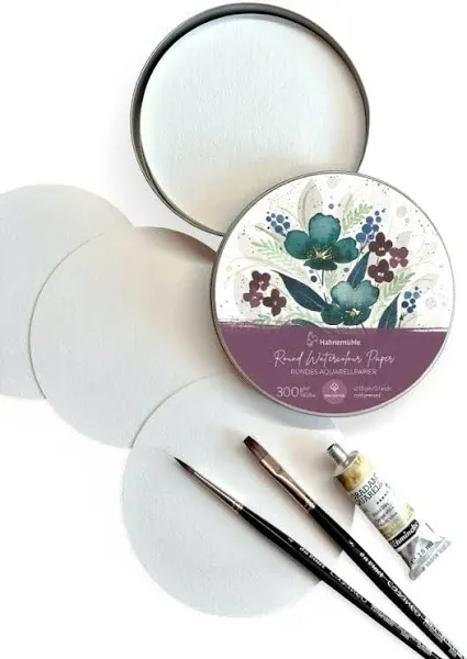 Round Watercolour Paper 300g/m², Metal case, fine Texture, 13 cm, 30 fls