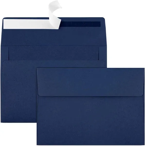 50 Packs 5x7 Envelopes, A7 Envelopes, 5x7 Envelopes for Invitations, Printable Invitation Envelopes, Envelopes Self Seal for Weddings, Invitations, Photos, Greeting Cards, Mailing (Navy Blue)