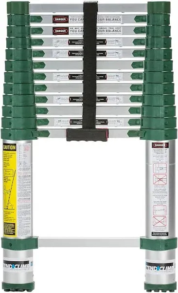 Core Distribution - 780P+ - XTEND + CLIMB Telescoping Ladder: 12 ft 6 in, 32 in Closed Ht, 37 lb Net Wt, 300 lb Load Capacity