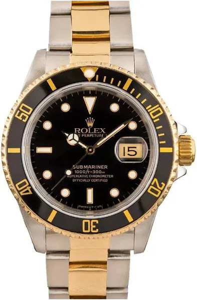 Rolex Men's Submariner Date Watch 116613LB-0005 - Blue Dial - Yellow Rolesor Case - Bezel with Blue Cerachrom Insert in Ceramic - Yellow Rolesor Oyster Bracelet